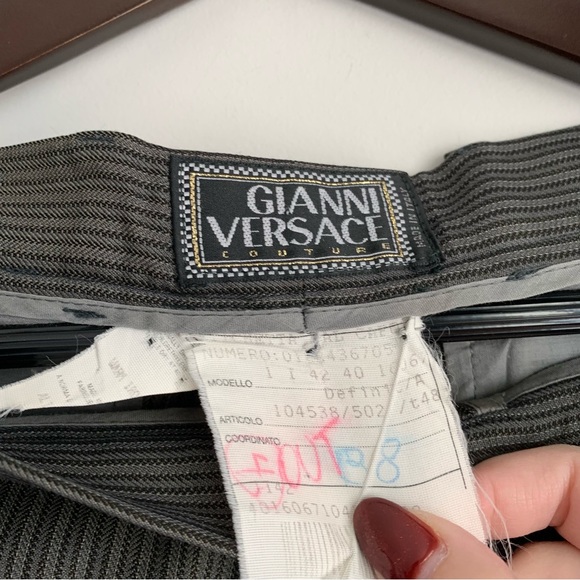 Authentic VERSACE Wool Striped Wide Leg Tailored Pants - Picture 2 of 3